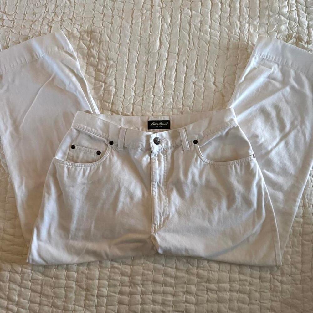 Vintage eddie bauer white cotton capris pants fisherman gorpcore size 8